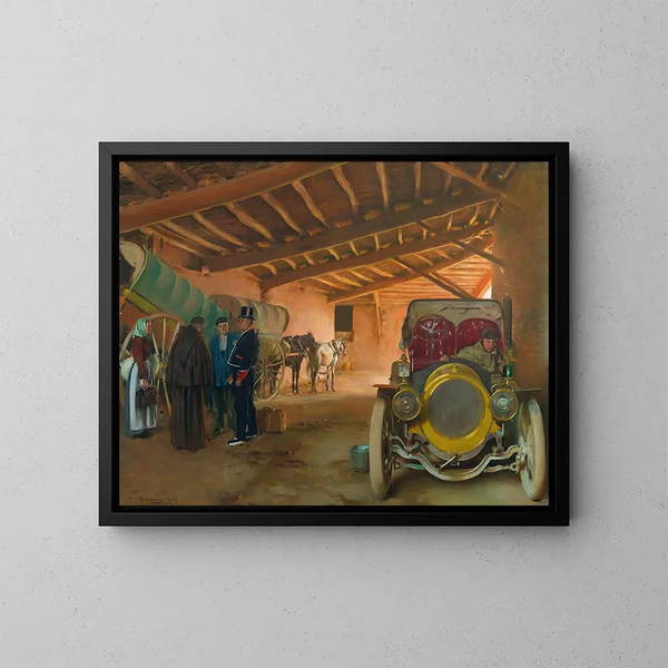 De garage voor auto's - Ramon Casas — ingelijst kunstwerk aan de muur
