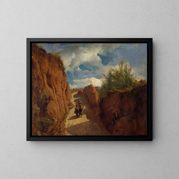 De weg naar Granollers - Ramon Martí i Alsina — ingelijst kunstwerk aan de muur