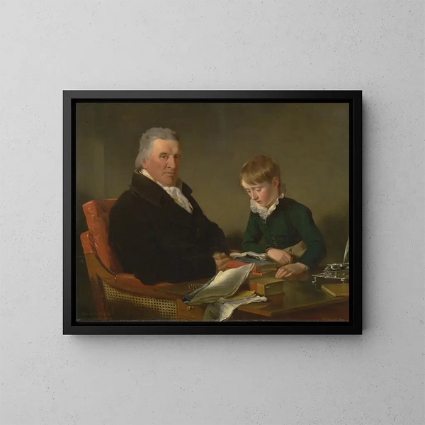 van Francis Noel Clarke Mundy en zijn kleinzoon William Mundy - Ramsay Richard Reinagle — ingelijst kunstwerk aan de muur