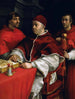 Portret van paus Leo X met kardinalen Giulio de Médicis en Luigi de Rossi - Raphael — weergave van het kunstwerk