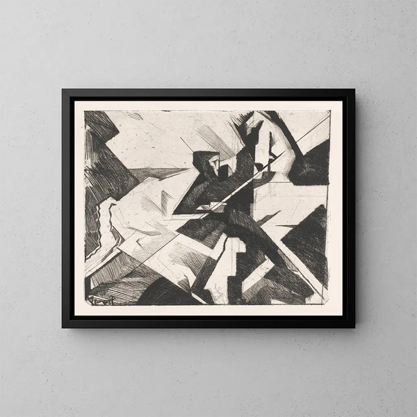 Man en paard - Reijer Stolk — ingelijst kunstwerk aan de muur