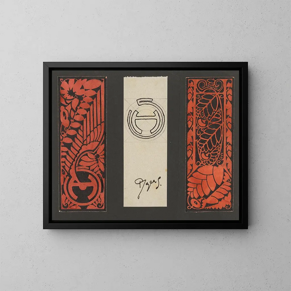 Ontwerp met decoratieve panelen - Reijer Stolk — ingelijst kunstwerk aan de muur