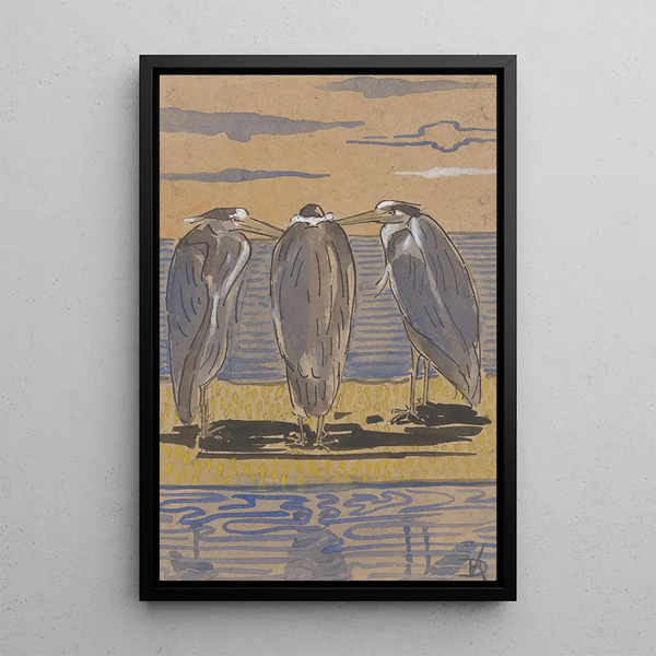 Reinier Willem Petrus de Vries - Drie reigers op een dijk.webp