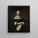 Portret van een dame met een veren waaier - Rembrandt van Rijn — ingelijst kunstwerk aan de muur