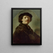 Zelfportret met zwarte pet - Rembrandt van Rijn — ingelijst kunstwerk aan de muur