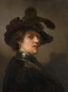 van een man met een hoed met veren - Rembrandt van Rijn — weergave van het kunstwerk