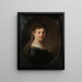 Jonge vrouw in fantasiekostuum - Rembrandt van Rijn — ingelijst kunstwerk aan de muur