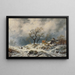 Winter Dutch landscape painting with snowdrifts - Remigius Adrianus van Haanen — framed artwork on a wall