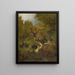 Landscape forest painting with hunter - Remigius Adrianus van Haanen — framed artwork on a wall