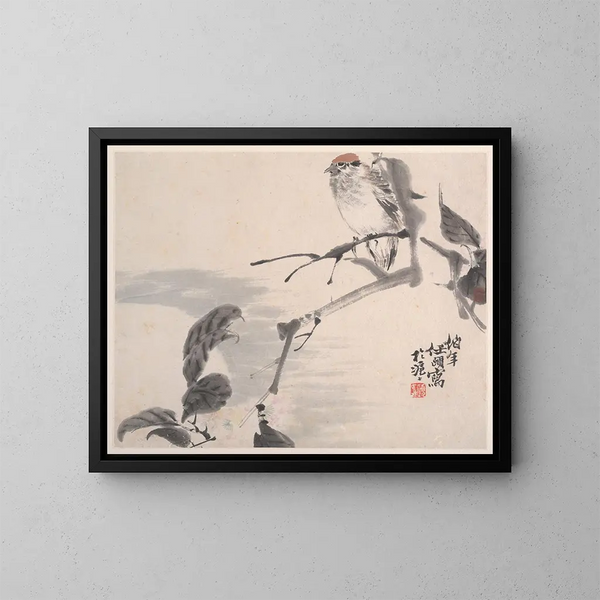 dieren, bloemen en vogels, Pl1 - Ren Yi — ingelijst kunstwerk aan de muur