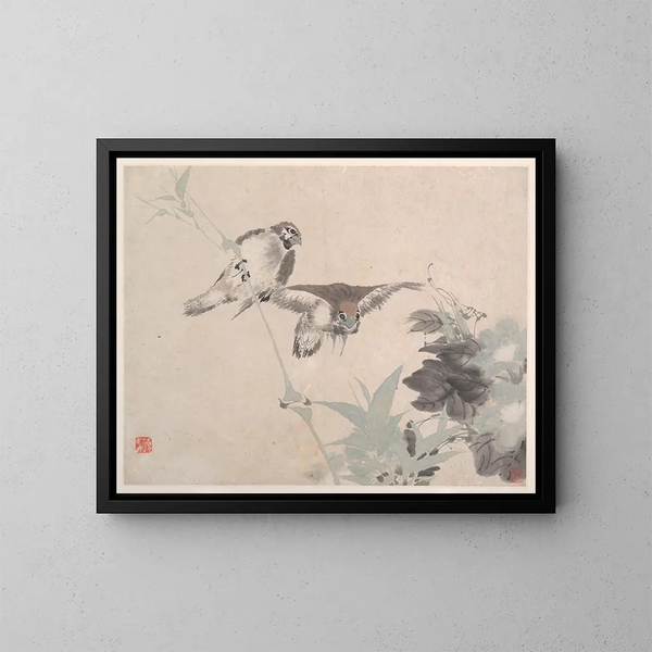 Dieren, bloemen en vogels Pl6 - Ren Yi — ingelijst kunstwerk aan de muur