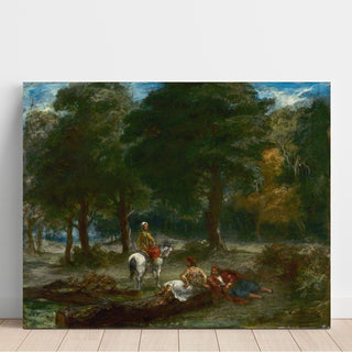 Reproduction Cavalerie grecque au repos en forêt - Eugène Delacroix