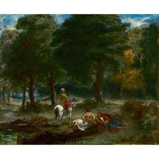 Reproduction Cavalerie grecque au repos en forêt - Eugène Delacroix