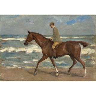 Reproduction Cavalier sur la plage à gauche - Max Liebermann