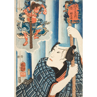 Reproduction Chicken; Tsunagorō - Utagawa Kuniyoshi