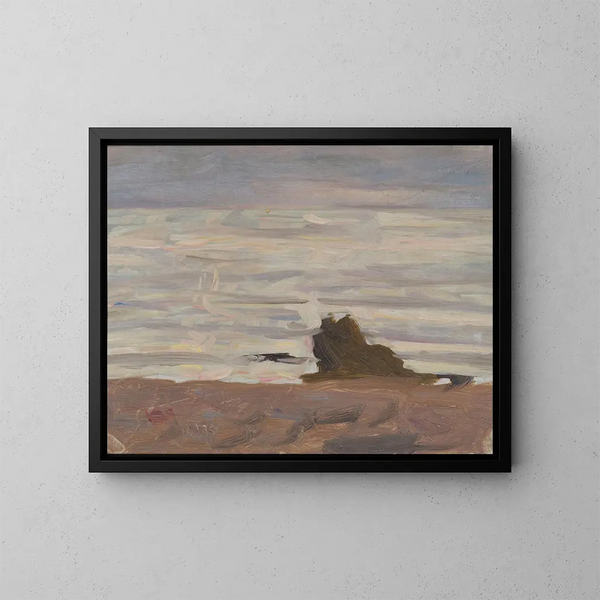 Zeegrijs schilderij in Arild - Richard Bergh — ingelijst kunstwerk aan de muur