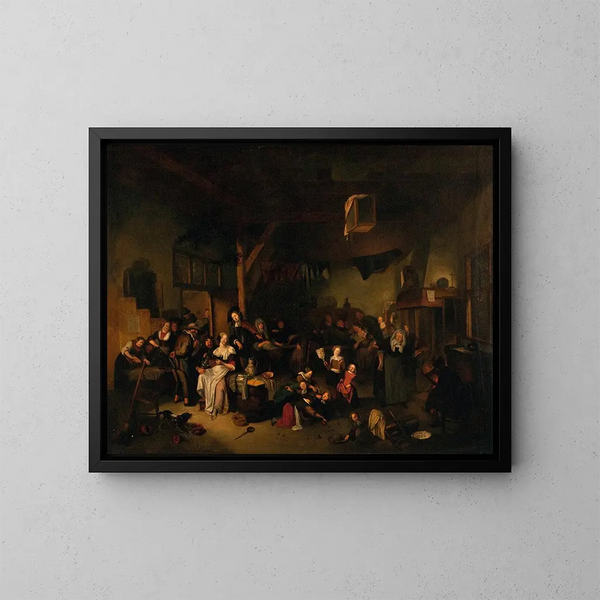 Tavernesscène - Richard Brakenburgh — ingelijst kunstwerk aan de muur