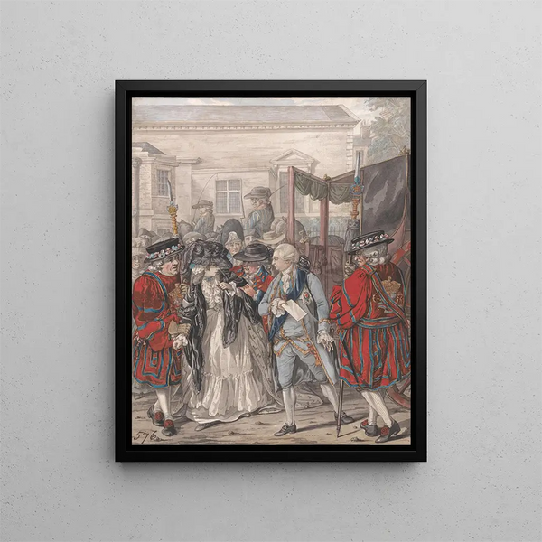 Richard Dighton - Margaret Nicholson Attempting to Assassinate His Majesty George III at the Garden Entrance of St Jamess Palace 2nd August 1786.webp