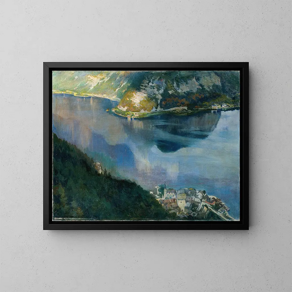 Meer van Hallstatt - Richard Harlfinger — ingelijst kunstwerk aan de muur