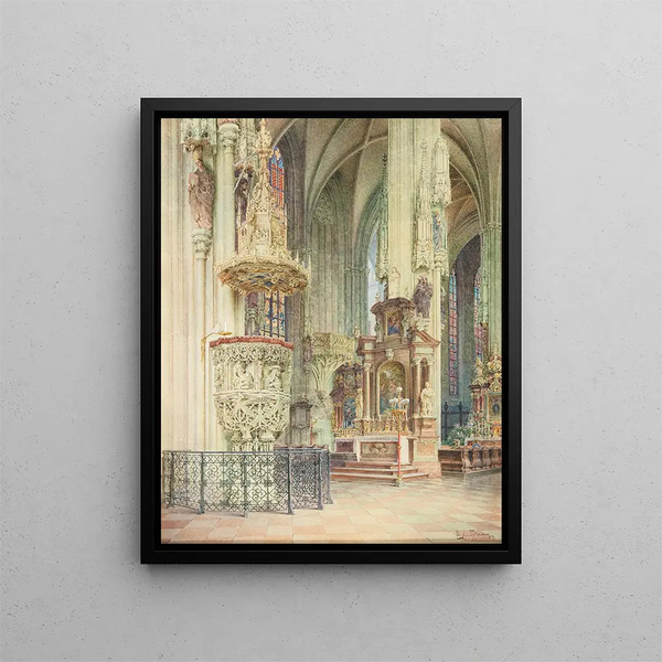 Richard Moser - Inneres des Stephansdoms mit Pilgramkanzel.webp