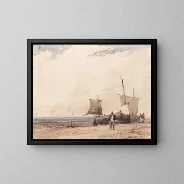 Strandscène - Richard Parkes Bonington — ingelijst kunstwerk aan de muur