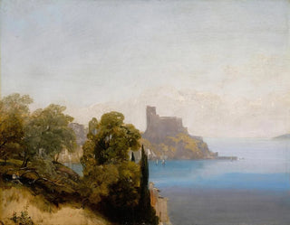 Richard Parkes Bonington - View of Lerici with Baron Charles Rivet sketching in the foreground.webp