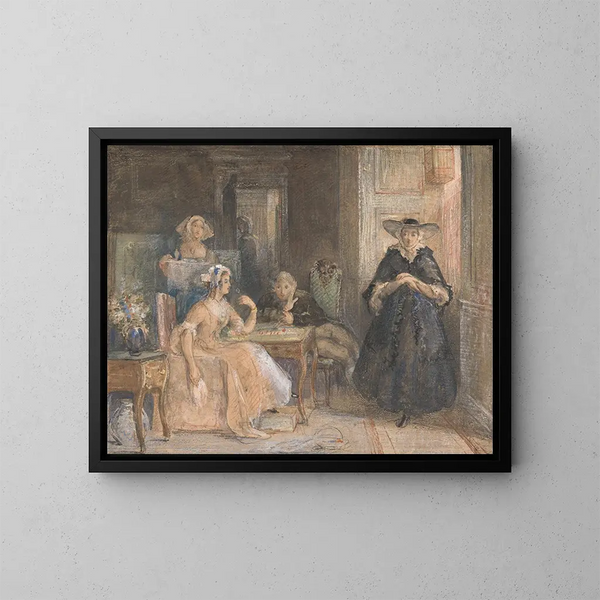 La fille du gentleman réduit - Richard Redgrave — ingelijst kunstwerk aan de muur