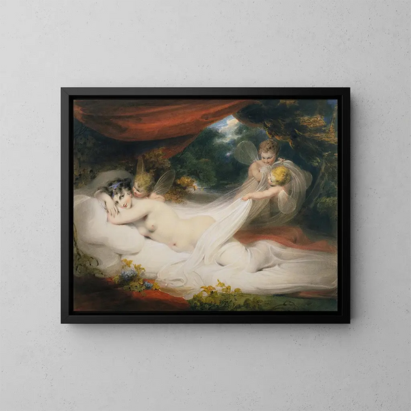 Nymphe en Cupido's - Richard Westall — ingelijst kunstwerk aan de muur