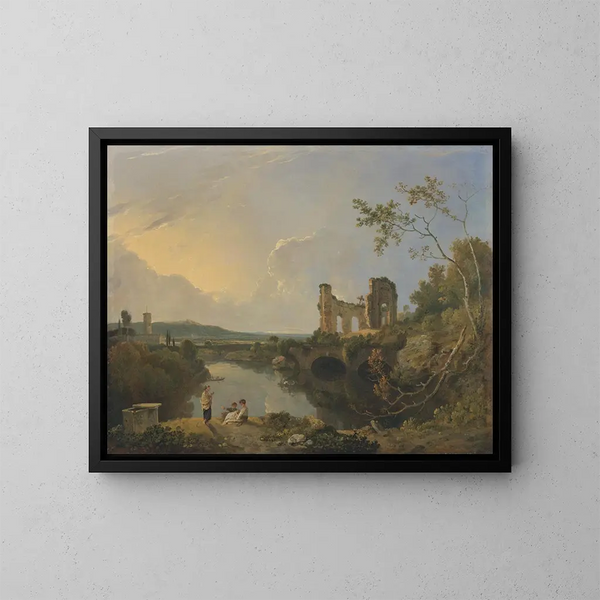 Italiaans landschap 's ochtends - Richard Wilson — ingelijst kunstwerk aan de muur