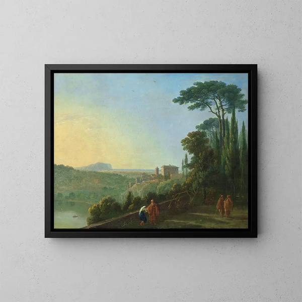 Lac Nemi en Genzano vanaf het terras van het Capucijnenklooster - Richard Wilson — ingelijst kunstwerk aan de muur