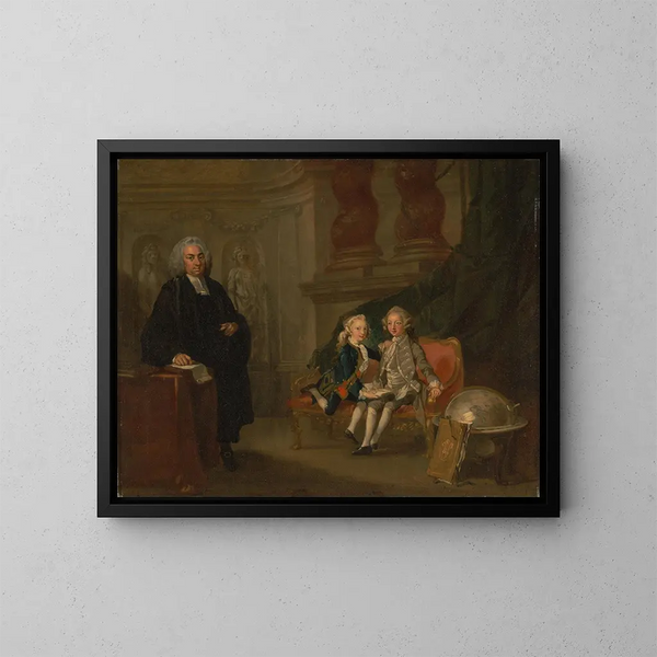 De prins George en de prins Edward Augustus, zoon van Frederik, prins van Wales, met hun opvoeder, Dr F - Richard Wilson — ingelijst kunstwerk aan de muur