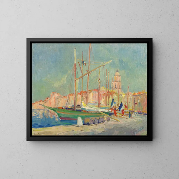 Bateaux pavoisés dans le port de Saint-Tropez - Robert Antoine Pinchon — ingelijst kunstwerk aan de muur