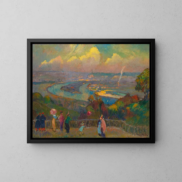 Rouen, de Seine, uitzicht vanaf de heuvels van Caudebec - Robert Antoine Pinchon — ingelijst kunstwerk aan de muur