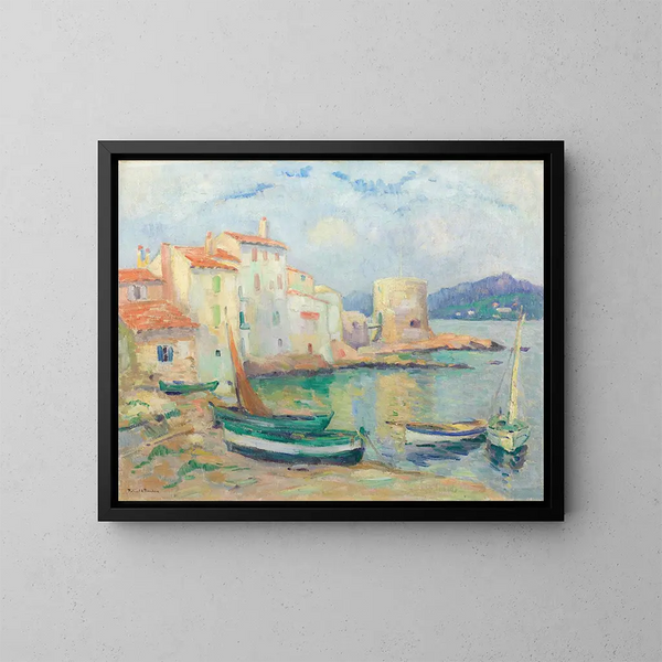 Oud Port van Saint-Tropez - Robert Antoine Pinchon — ingelijst kunstwerk aan de muur