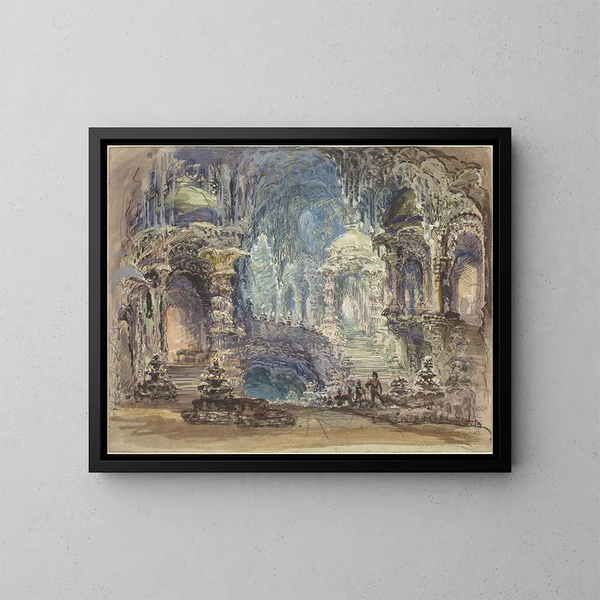 Pavillons fantastiques dans une grotte - Robert Caney — ingelijst kunstwerk aan de muur