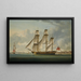 The East India Ship Delaford in two positions passing Deptford, the Royal Hospital of Greenwich beyond - Robert Dodd — framed artwork on a wall