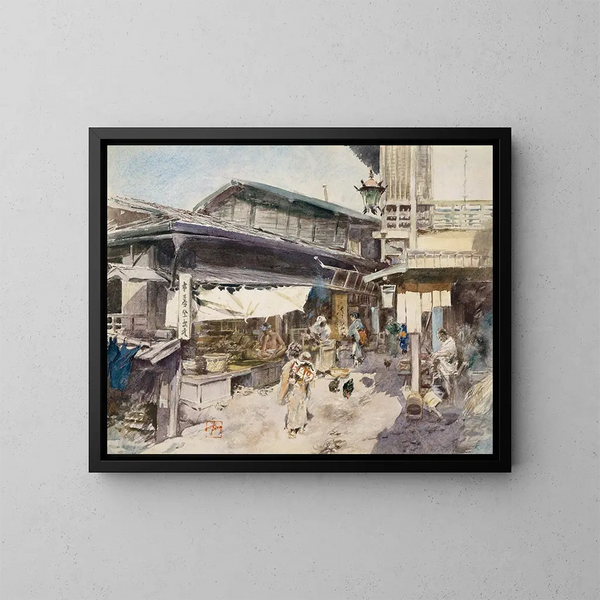 Straatscène in Ikao, Japan - Robert Frederick Blum — ingelijst kunstwerk aan de muur