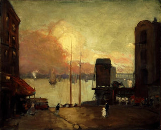 Cumuluswolken over de East River - Robert Henri — weergave van het kunstwerk