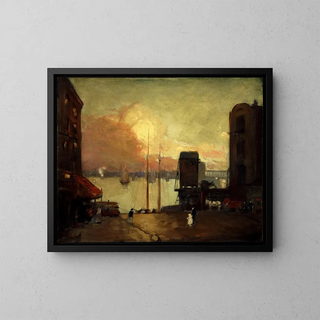 Cumuluswolken over de East River - Robert Henri — ingelijst kunstwerk aan de muur