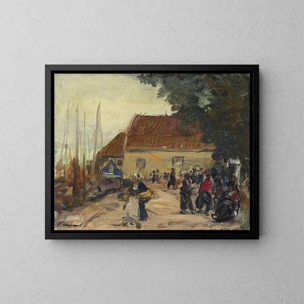 Straatscène in Volendam - Robert Henri — ingelijst kunstwerk aan de muur