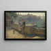 Vrede in het land Wachter in gesprek met een vrouw die een kind in haar armen draagt - Robert Poetzlberger — ingelijst kunstwerk aan de muur