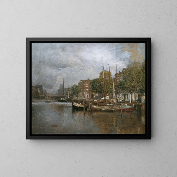 Kanaal in Rotterdam - Robert Russ — ingelijst kunstwerk aan de muur