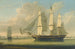 Een volledig zeilend schip op de Theems bij Woolwich - Robert Salmon — weergave van het kunstwerk