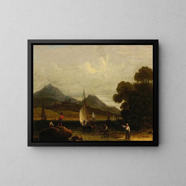 Vissers aan het werk - Robert Salmon — ingelijst kunstwerk aan de muur