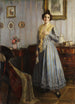Jonge vrouw in een Biedermeier-interieur - Robert Scheffer — weergave van het kunstwerk