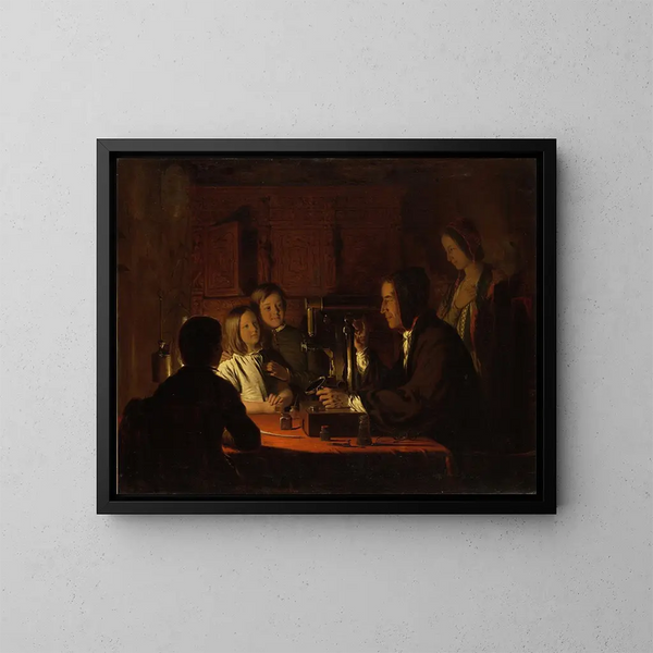 Het microscoop - Robert Walter Weir — ingelijst kunstwerk aan de muur