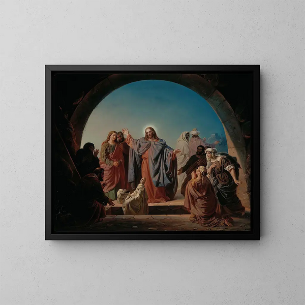 Jezus wekt Lazarus - Robert Wilhelm Ekman — ingelijst kunstwerk aan de muur