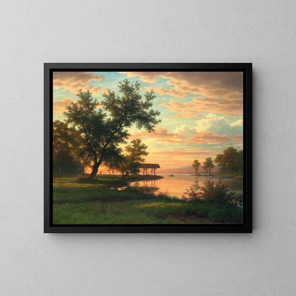 Atmosfeer van de avond aan de rand van het meer - Robert Zünd — ingelijst kunstwerk aan de muur