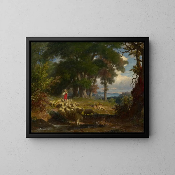 De Goede Herder - Robert Zünd — ingelijst kunstwerk aan de muur