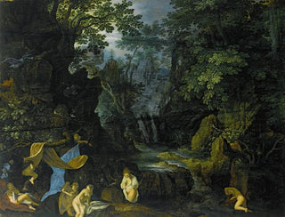 Roelant Savery - A Forest Landscape With Bathing Nymphs And Leda And The Swan.webp